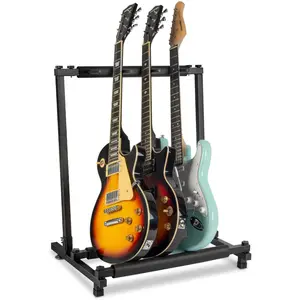3 Multi Guitar Stand Rack with Folding Design, Multiple Guitars Stand,Portable Black Guitar Holder, Black Guitar Display Holder for Guitar & Bass,Studio &  (3 Guitars)