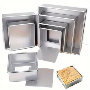 PrimPick 1 square aluminum anodized cake mold measuring 4/5/8 inches. This multi-sized base can be disassembled and is non-stick, making it suitable for DIY baking. Baking Tools