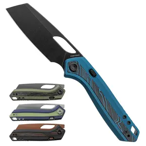 Vosteed Kroc 329 EDC Folding Knife - 3.29" S35VN Sheepsfoot Blade, Aluminum Handle, Top Liner Lock, Thumb Hole & Front Flipper, Smooth Bearing Action Pocket Knife