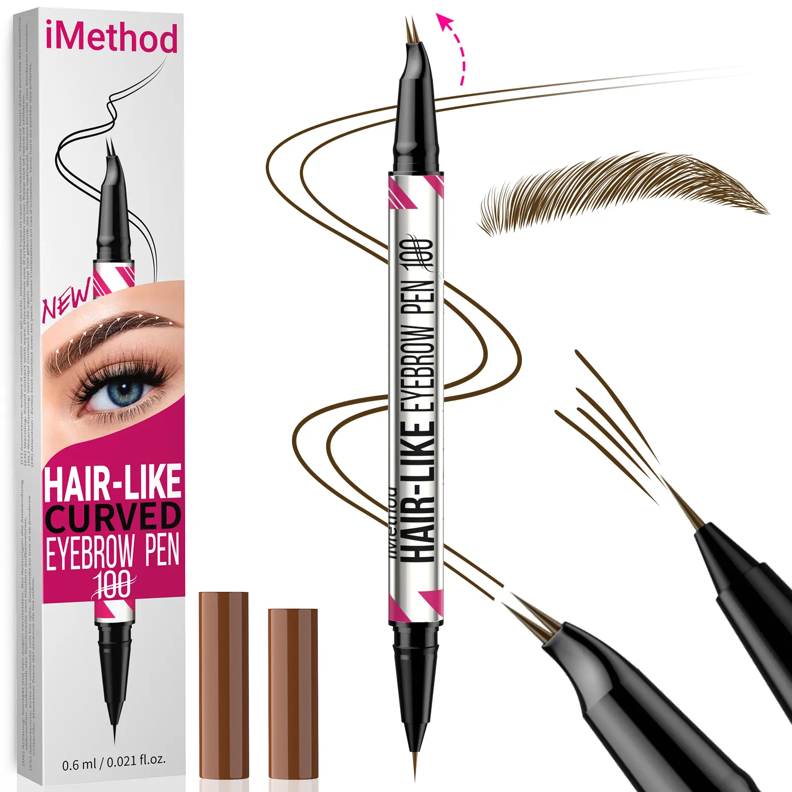 iMethod Curved Eyebrow Pen - Microblading Eyebrow Pencil, Brow Pencil 2-in-1 Dual-Ended Eyebrow Pen with Micro-Fork-Tip Applicator and Precise Brush-Tip,dealsforyoudays Create Natural-Looking Brows, Stay on All Day