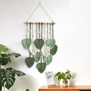 Creative Hand-Woven Leaf Hanging Decoration, Bohemian Style Wall Art, Interior Wall Decor, DIY Crafted Tree Decor, Home Room Accent Piece