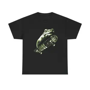 Frog Skateboarding Tshirt Vintage Frogs Meme Shirt Funny Y2K Skateboard T-Shirt Unisex Crew Neck Short Sleeve Cotton Fabric Animal Print Top