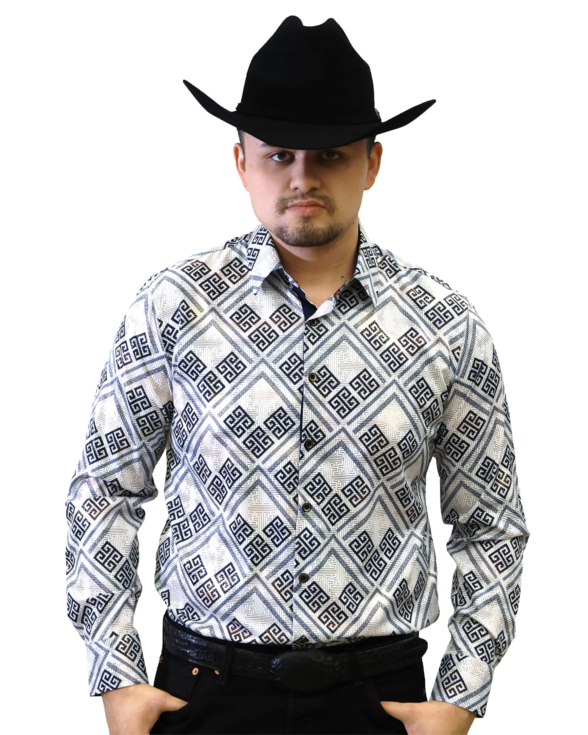 VS100L-FPMSFP-Y-434-7-WHITE- Men's Vaquero Signature Fashion Shirts Menswear