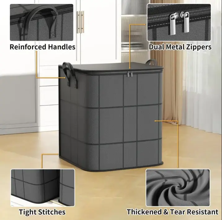 Large-Capacity Foldable Storage Bags with Zipper for Clothes and Quilts, Durable Dustproof Organizer Solution, Perfect for Home or Dorm Use, Moving and Seasonal Storage, Space-Saving Bags, Space Saver Bags