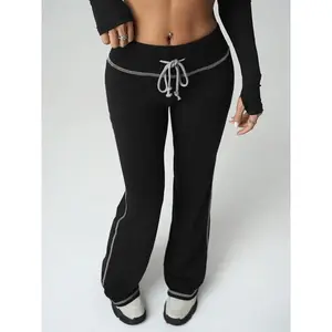 Women's Plain Drawstring Waist? Pants, Casual Pants for Daily Wear, Ladies Bottoms for All Seasons