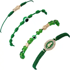 Pink String Evil Eye 7 Knot Lucky Bracelets Mexican Braclets Red Braided Black Rope San Judas Bracelet Virgin Mary Amulet Gift for Women Men