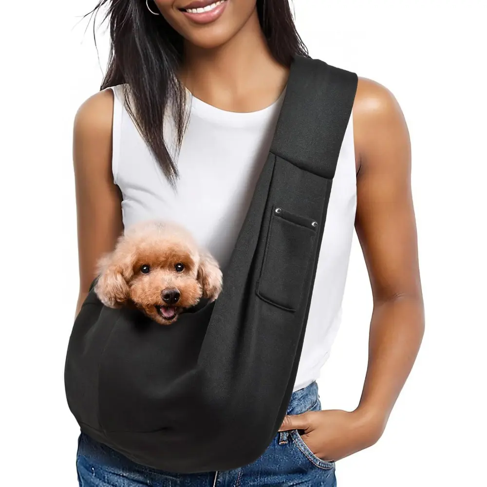 Pet Dog Sling Carrier Animal Carrier for 3-10 Lbs Pets, Dog Purse Pouch & Satchel, Reversible Unadjustable Strap, Travel Hand-Free Safe Bag, Puppy Carrier Sling