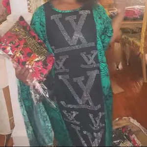 Dera Tanzania Kenyan Dresses with Green and Black Patterned Design