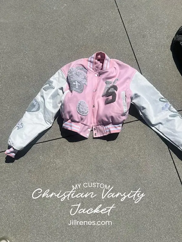 Women's Customized Christian Varsity  Jacket 100% Wool and Leather Sleeves