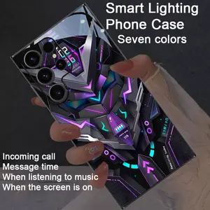 compatible For Galaxy S25Ultra/S24/S22Ultra/S23Ultra/S21Ultra/S20Ultra/S10+/S10/S10 5G/Note20Ultra/Note10+/Galaxy Zfold 7 6 5 4/Galaxy Z Flip4 5 /M56 M55/C55/M54 Colorful Luminous Voice Controlled Phone Case, Accessories - Night Light Technology, Elega