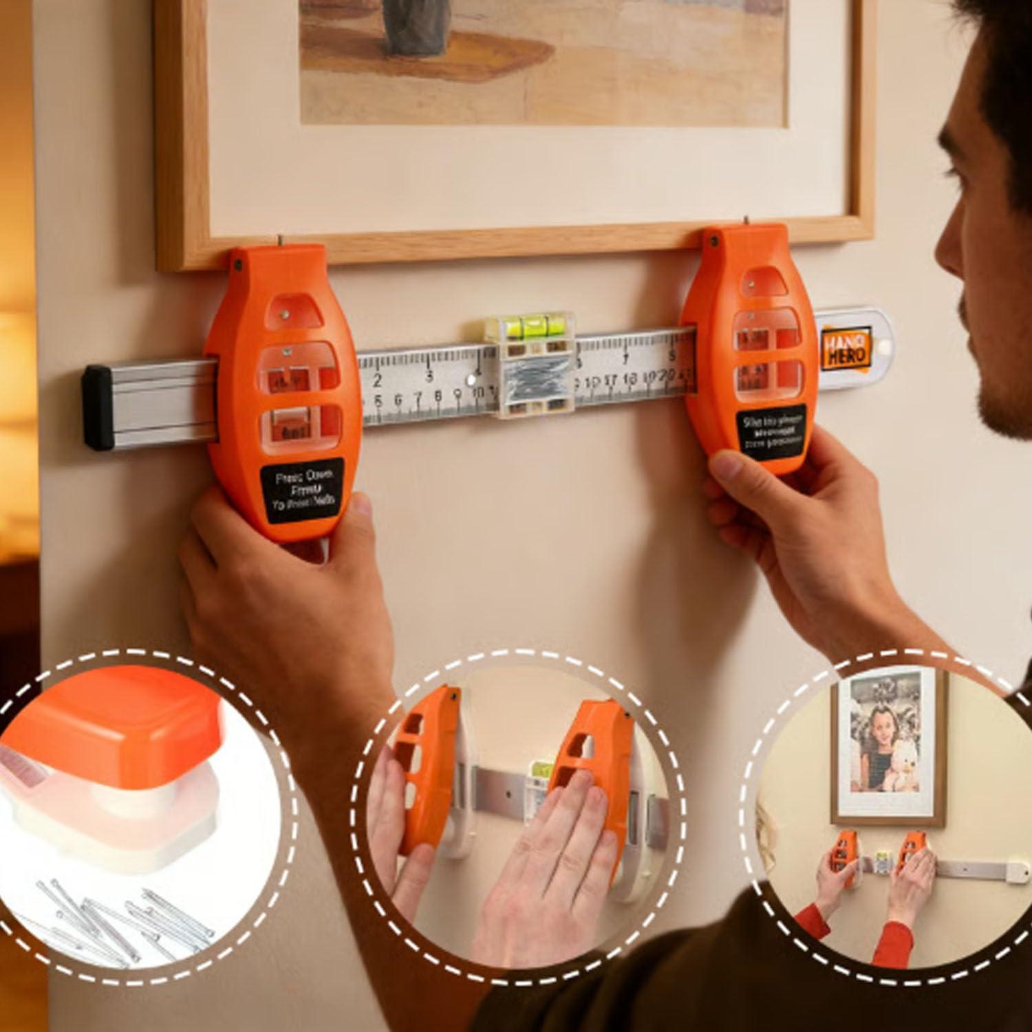 Picture Hanging Tool with Level – Hang Frames Perfectly Every Time!Easy Alignment Hanging Tool with Built-In Level for Home Decor Installation