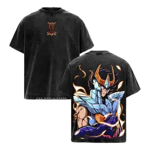 Bronze Saints Phoenix Ikki Vintage Washed Oversized T-Shirt, Retro Saint Seiya Graphic Tee in Heavy Cotton, Unisex Streetwear Anime Essential