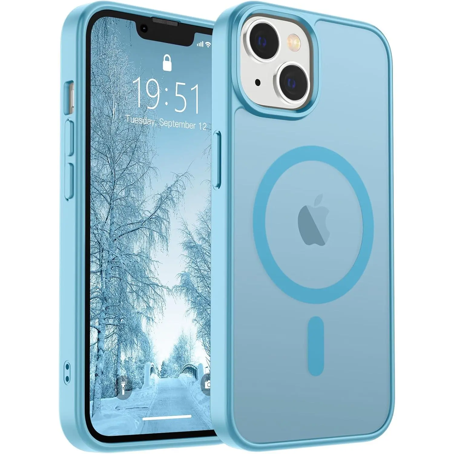 SUPFINE Magnetic for iPhone 14 Case & iPhone 13 Case(Compatible with MagSafe)(Military Grade Drop Protection) Slim Translucent Shockproof Phone Cover,Light Blue