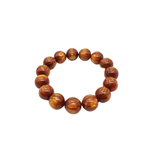 Golden Silk Sea Willow Resin Single-Strand Bracelet - Unisex Ethnic Style Buddhist Mala Beads, Couple's Jewelry Gift, Collection Piece