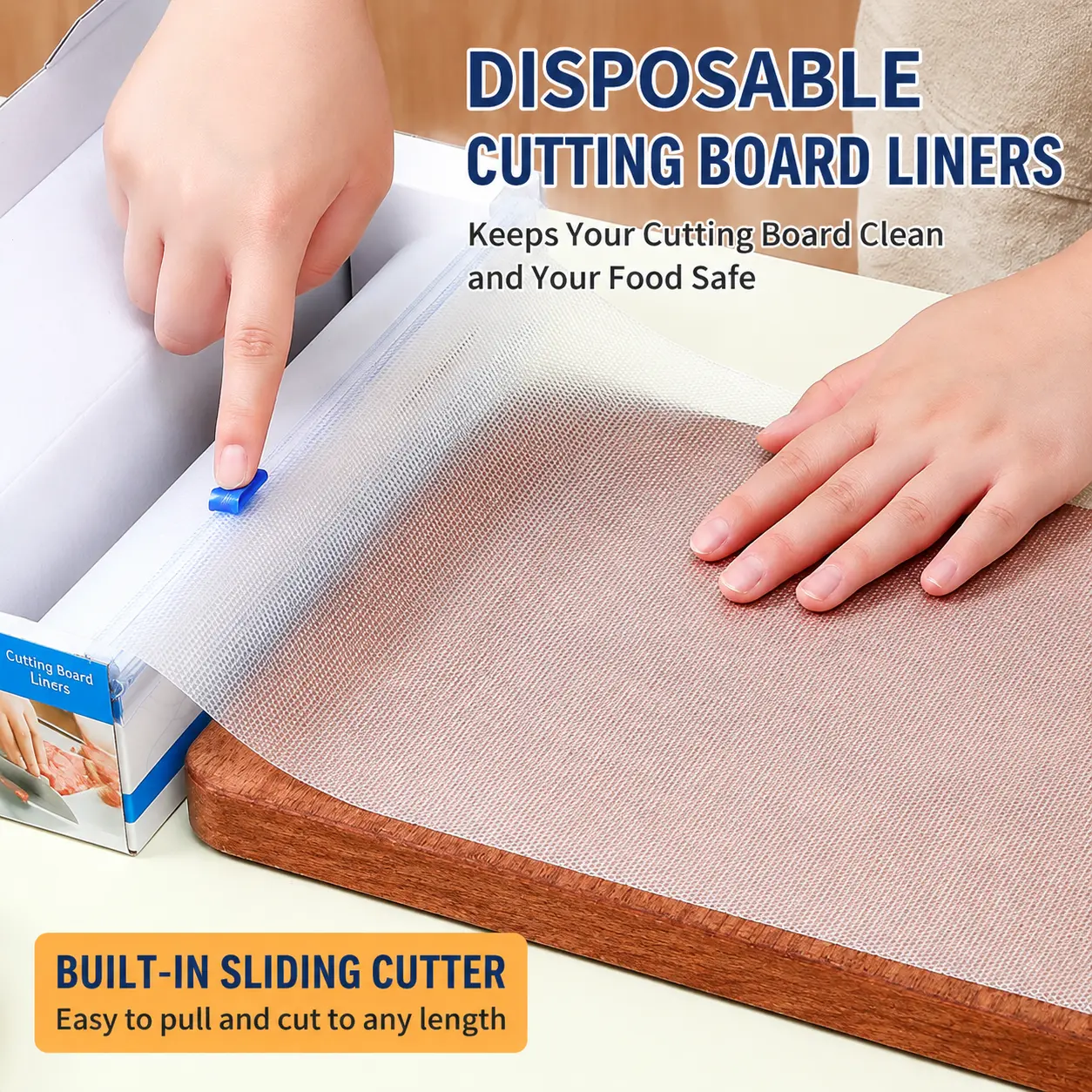 Disposable Cutting Board Mat Roll – 9.4in*118in Food Grade Non-Slip Kitchen Mat with Built-in Cutter