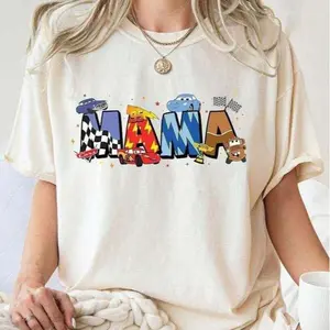 Retro McQueen Cars Shirts | Cars Movie Mama T-Shirt | Lightning McQueen Shirt | Piston Cup Champion Shirt | Car Mom Shirt Cotton Fabric