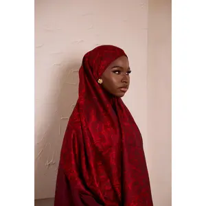 Jacquard Elegance Hijabs - Crimson Bloom - Intricate Paisley Weave, Soft Texture, Generous Size, Lightweight & Breathable, Soft Fringe Edges