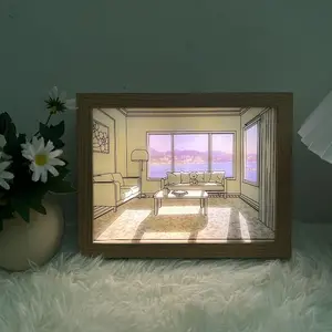 LED Light-Up Art Frame | 3-Color Dimmable Lighting | Modern Rectangular Design | Perfect for Bedroom, Living Room & Home Decor | Ideal Gift & Stylish Room Accent