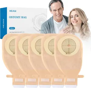 20 Pack Colostomy Bags, One Piece Ostomy Bag Ostomy Supplies, 15 mm - 70 mm Cut to Fit Drainable Pouches with Stick on Closure for Ileostomy Stoma Care