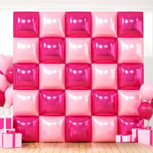 Hot Pink & Rose Double-Sided Square Foil Balloons 19" Arch Kit for Bachelorette, Wedding, Birthday Decor