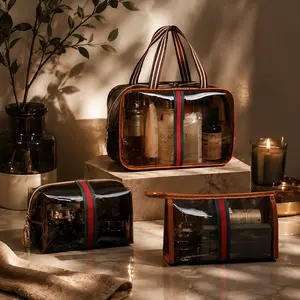MeToMe New Retro Vintage Vanity Bag for Women - Large Capacity Waterproof Transparent Home Organizer, Portable Makeup & Skincare Travel Storage Case