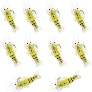 10Pcs Shrimp Simulation Soft, Voodoo Shrimp 2In Gulp Prawn Lure Bait Hook Tackle Bass Fishing Lures Fishing Soft Plastic Lures 4cm
