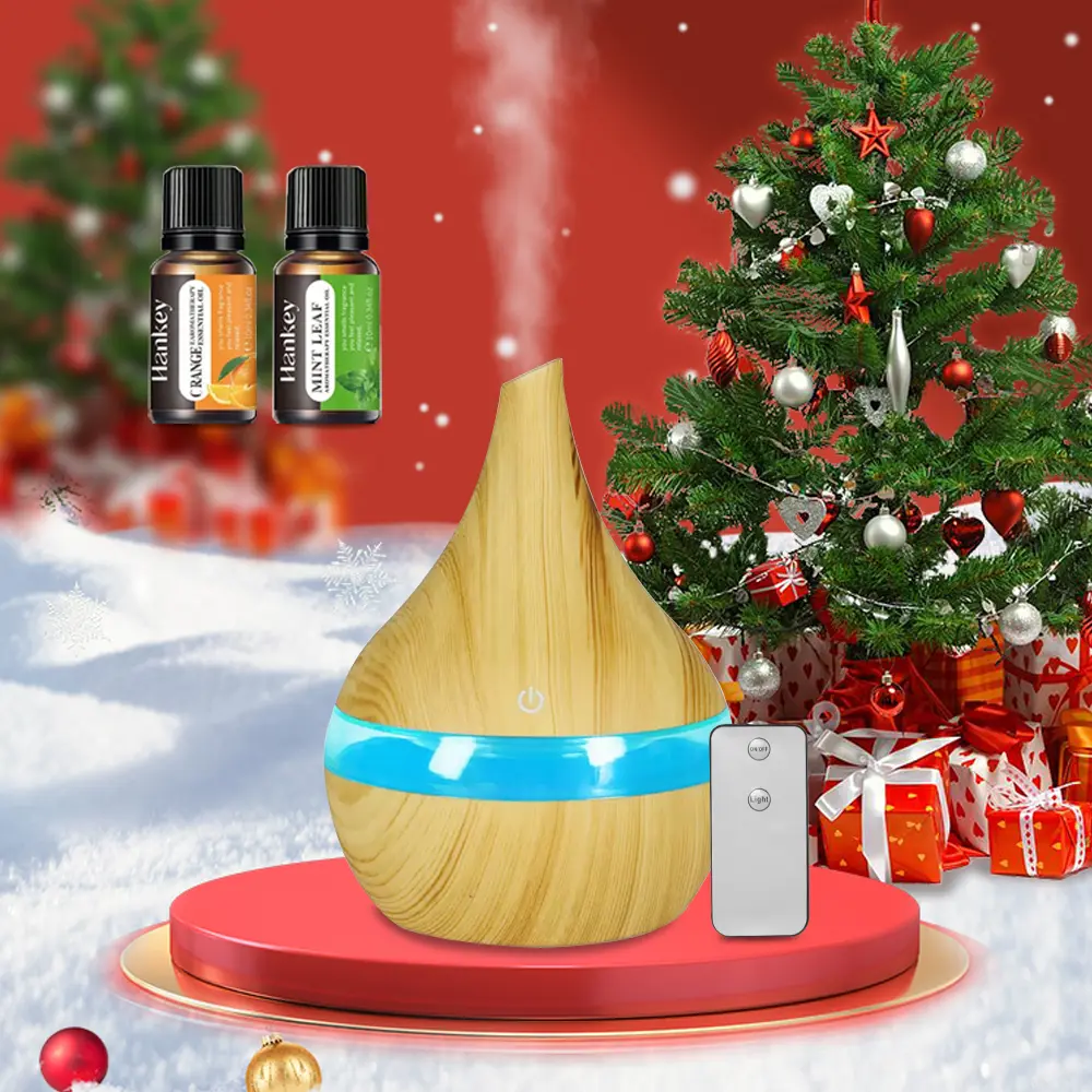 300ml Fragrance Aroma Humidifier Aromatherapy Diffuser - Remote Controlled, Ultra-Quiet, Auto Shut-Off, Mist Control, 7 Color-Changing LED-Lit Nightlight Compact Plug-In for Nightstands