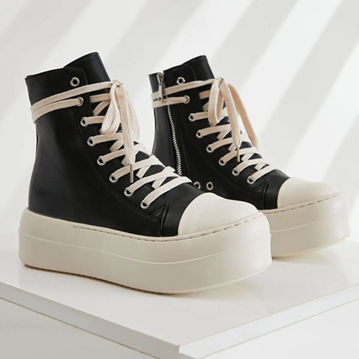 Thick soled lace up high top women's shoes, niche and versatile, youthful and casual board shoes for women Outdoorfun Closed Trainer women's sneakers Platform High Top Suede Lace Up