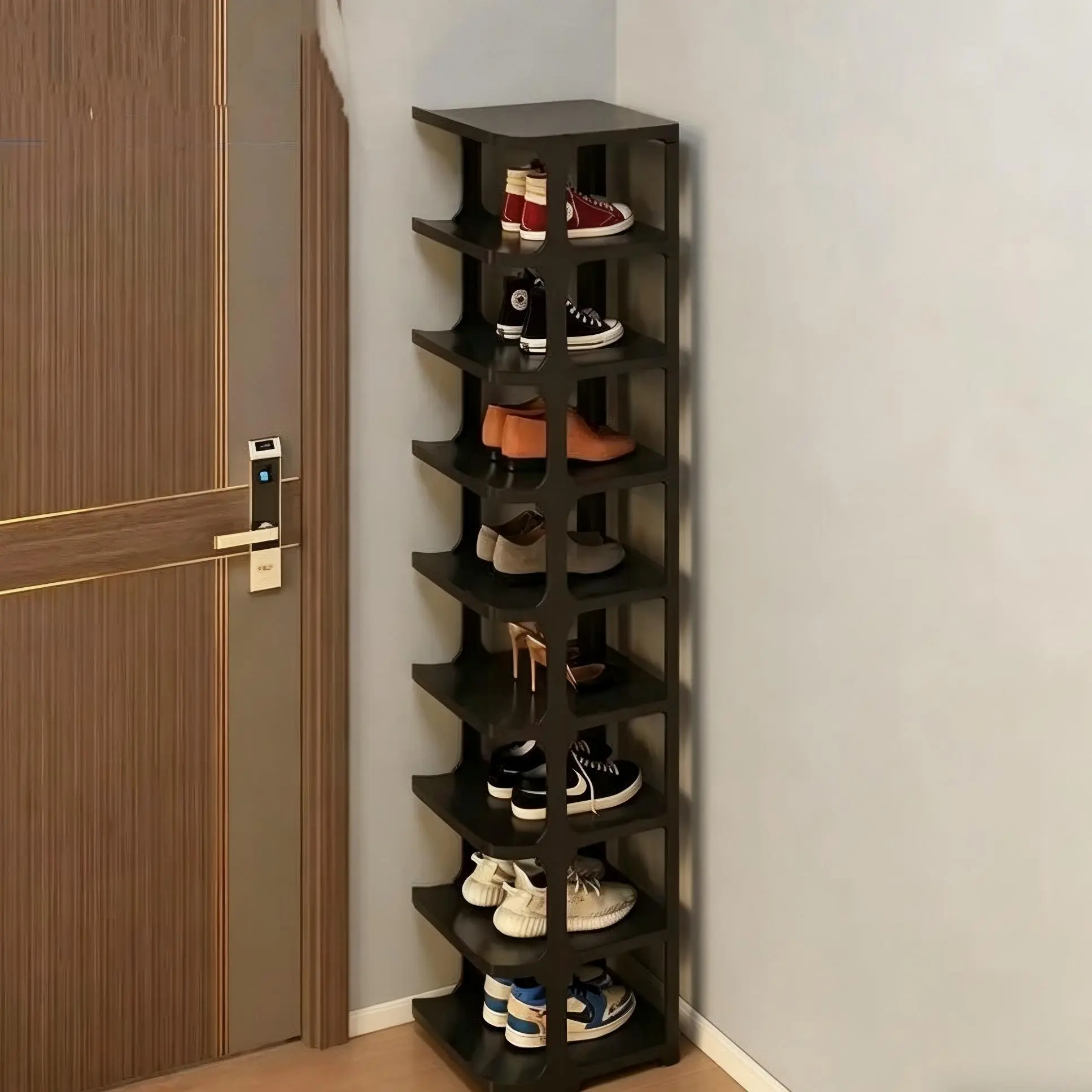 9-Tier Vertical Narrow Tall Shoe Rack, Stackable Sturdy Shoe Storage Organizer for Front Door Entrance, Closet & Corner Entryway Shoe Cubby Shelf