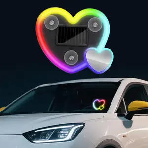 CAR Solar Powered Wireless LED Heart Shape C-Pillar Neon Light- 5 Modes, LED Heart Light for Car, Solar and USB Rechargeable,IP65 Waterproof, Auto On/Off Romantic Ambient Light, Valentines Car Decorations Love Lamp