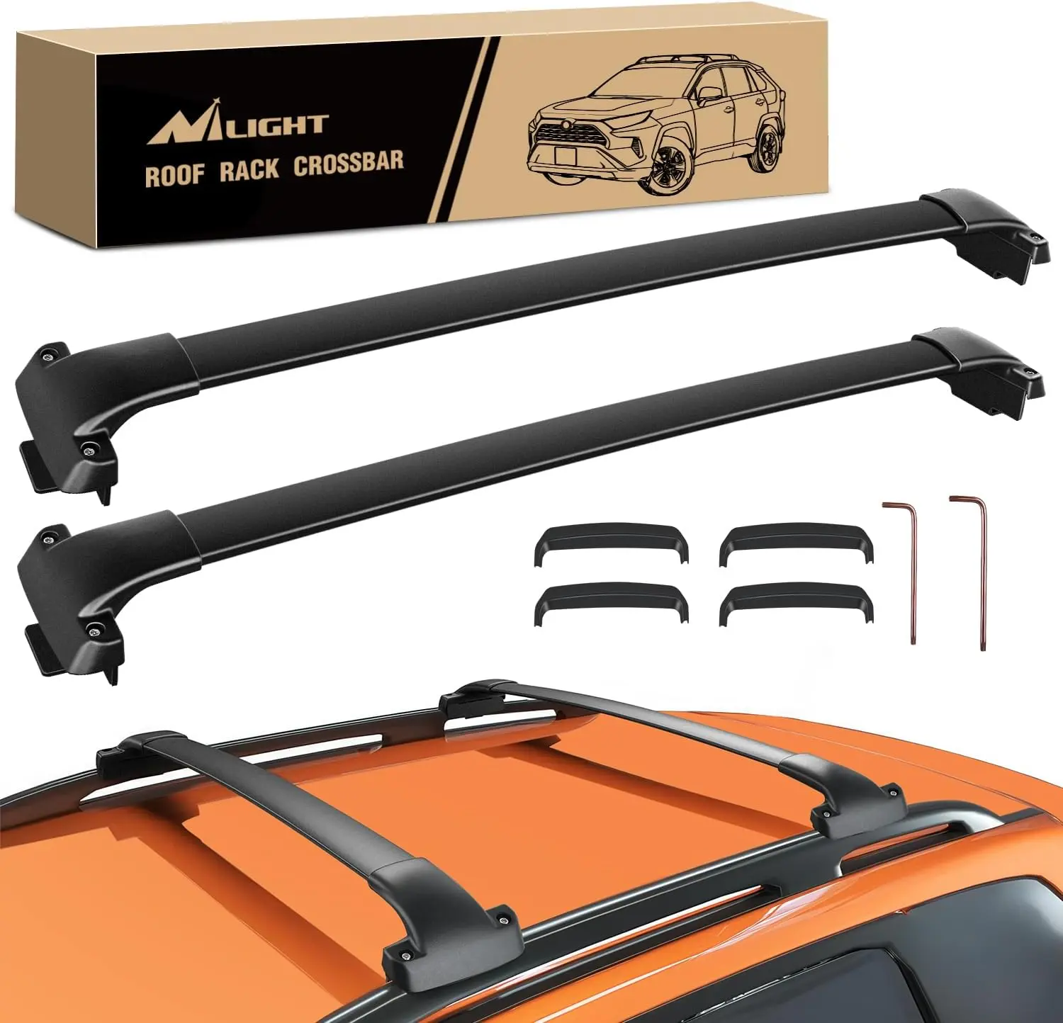 Nilight Adjustable Length Aluminum Roof Rack Cross Bars with Rubber Pad, Raised Rail Fit for Subaru Crosstrek 2018-2023 & Impreza 2017-2023, Roof Ladder Rack, Car Accessories for Rooftop Cargo Carrier/Kayak