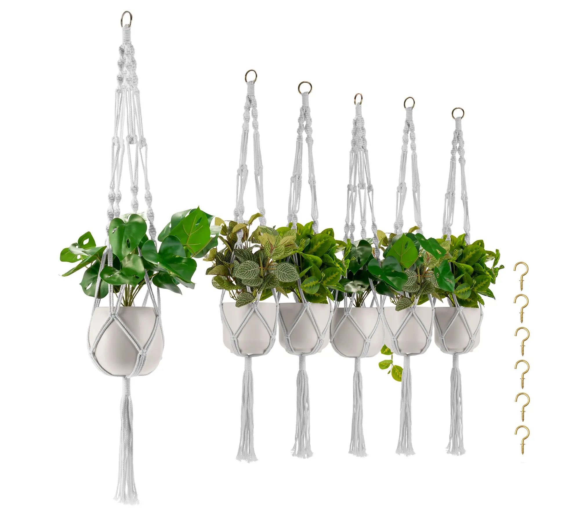 Sorbus Macrame Plant Hangers with Cotton Rope 6-Pack