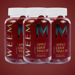Weem 3 Bottles of Apple Cider Vinegar Gummy Vitamins - Vitamin B12, Gelatin-Free,Gluten Free, Vegan & Non-GMO. Natural Edible Vegan Dietary Supplement