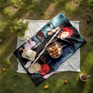 1 piece My Chemical Romance lead singer live rock performance themed flannel blanket - Modern design flannel blanket, suitable for sofas and beds, all-season use, super soft and warm, digital printing, 100% polyester material, machine washable