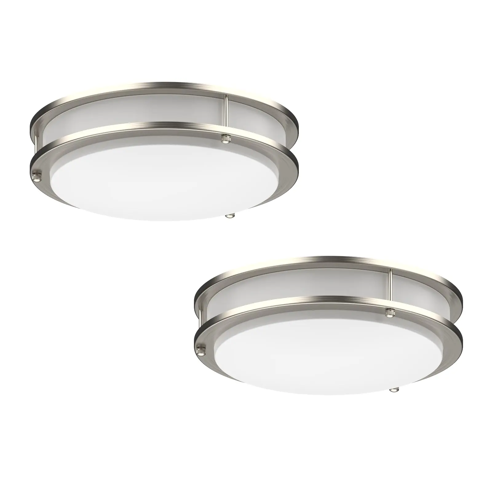 DYMOND 10 Inch (2 Pack) LED Ceiling Light Flush Mount Dimmable Surface Mount Brushed Nickel Light Fixture for Kitchen, Hallway, Bathroom, Bedroom