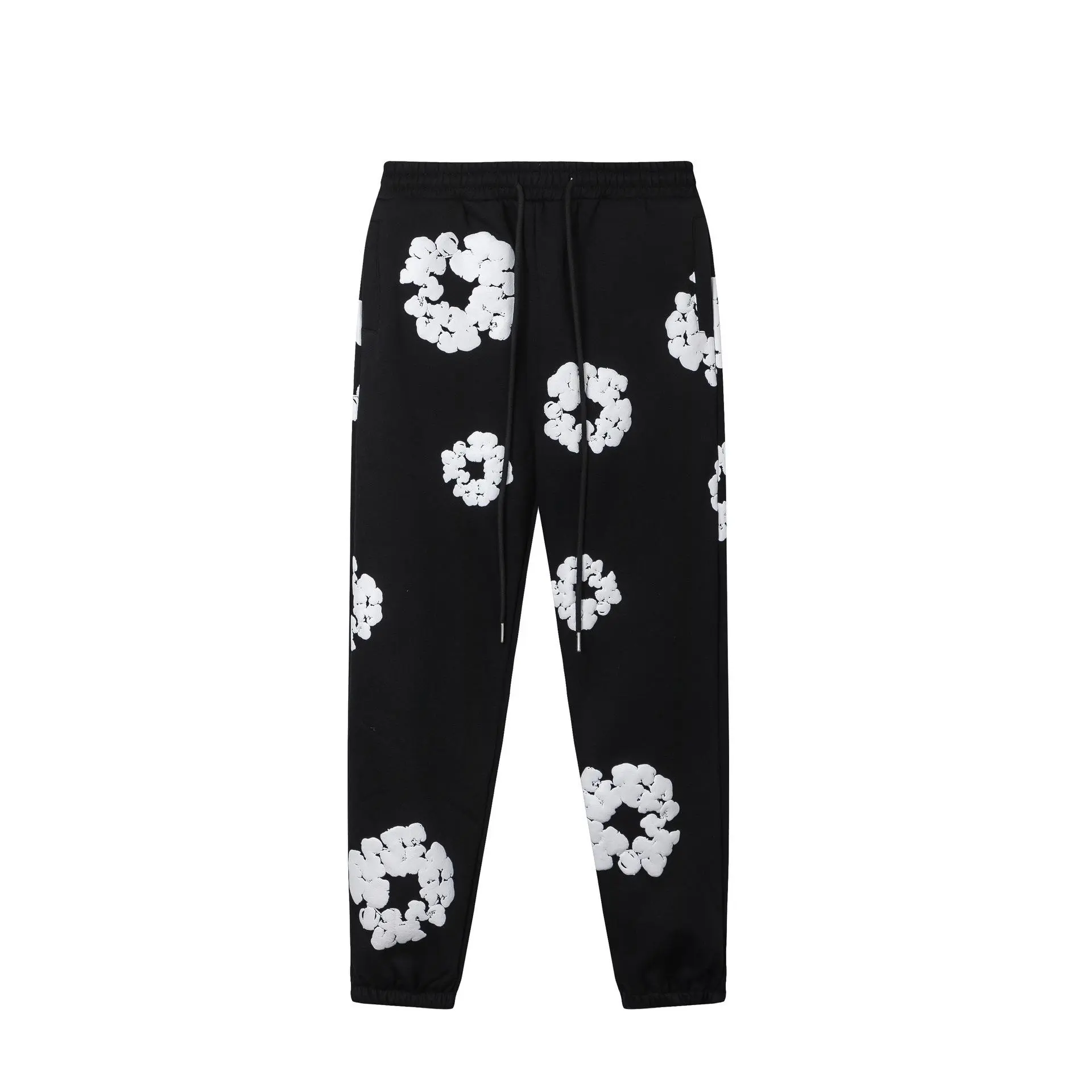 Men's Streetwear Sweatpants, Casual Elastic Waist Jogger Pants with Floral Print, Hip Hop Tapered Track Pants with Pockets