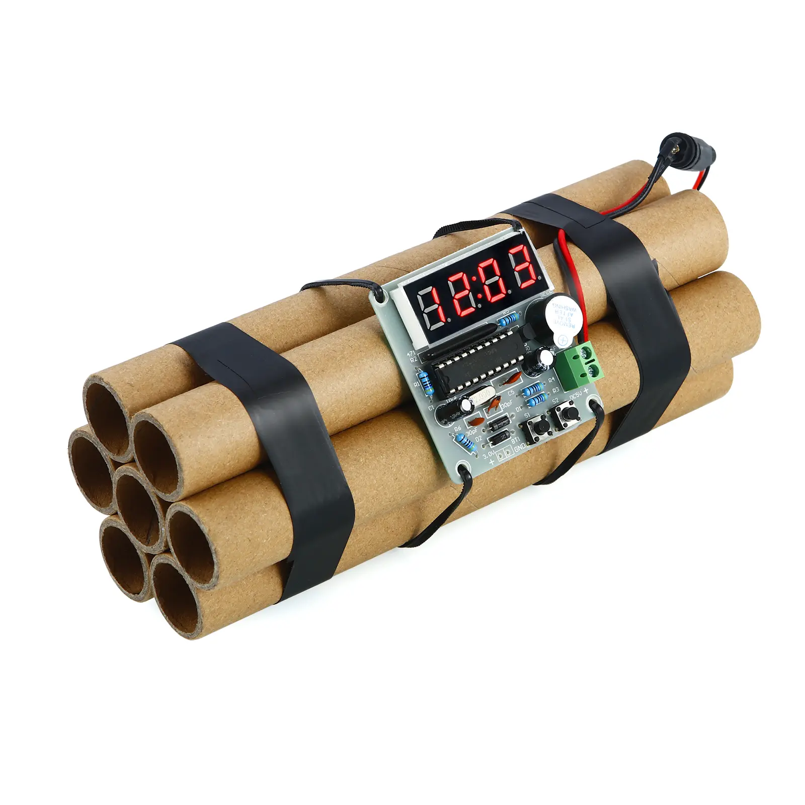 Realistic Fake Bomb Prop Toy for Film Props, Fake Dynamite Toy Stick Bomb for Gifts Pranks-Pretend Explosive Bomb Dummy Prop for Christmas, Halloween Costume Prop, April Fool's Day Party, Cosplay