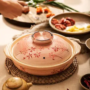 Traditional Hand-painted Ceramic Clay Pot, 1 Box High-temperature Resistant Anti-dry Burn Stockpot, Vintage Kitchen Cookware for Soup, Stew