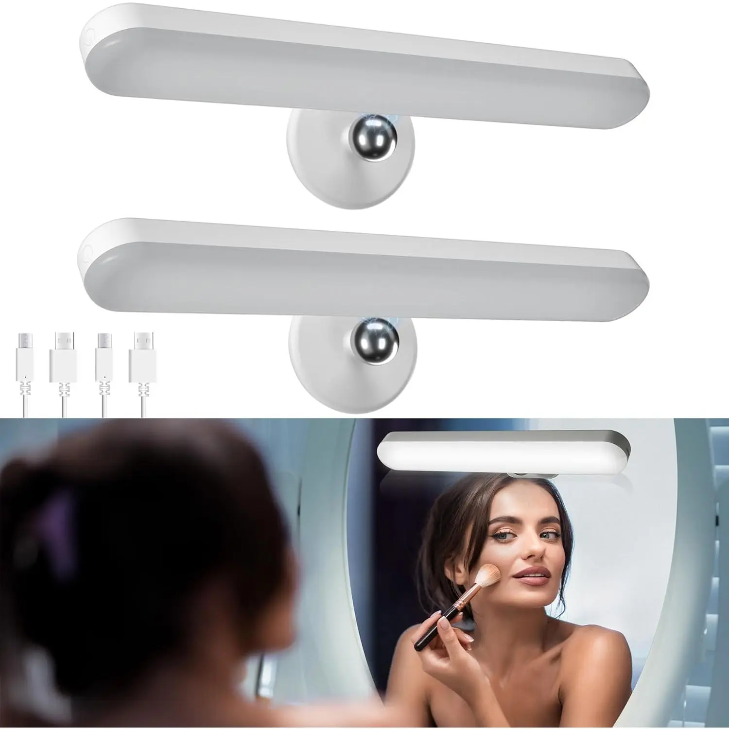 2 Pack  Vanity Lights for Mirror, Rechargeable  Operated Mirror Lights, Adjustable Color Brightness & Angle Makeup Light, Cordless Lights for Mirror, for Makeup Vanity Bathroom