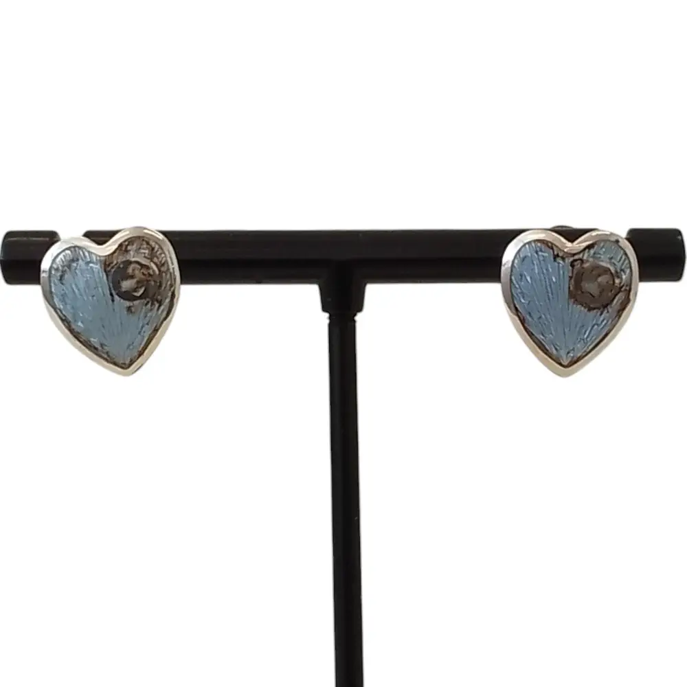 Pre-owned GUCCI Sterling Silver 925 (Ag925) Small Leather Goods Interlocking G Heart Earrings