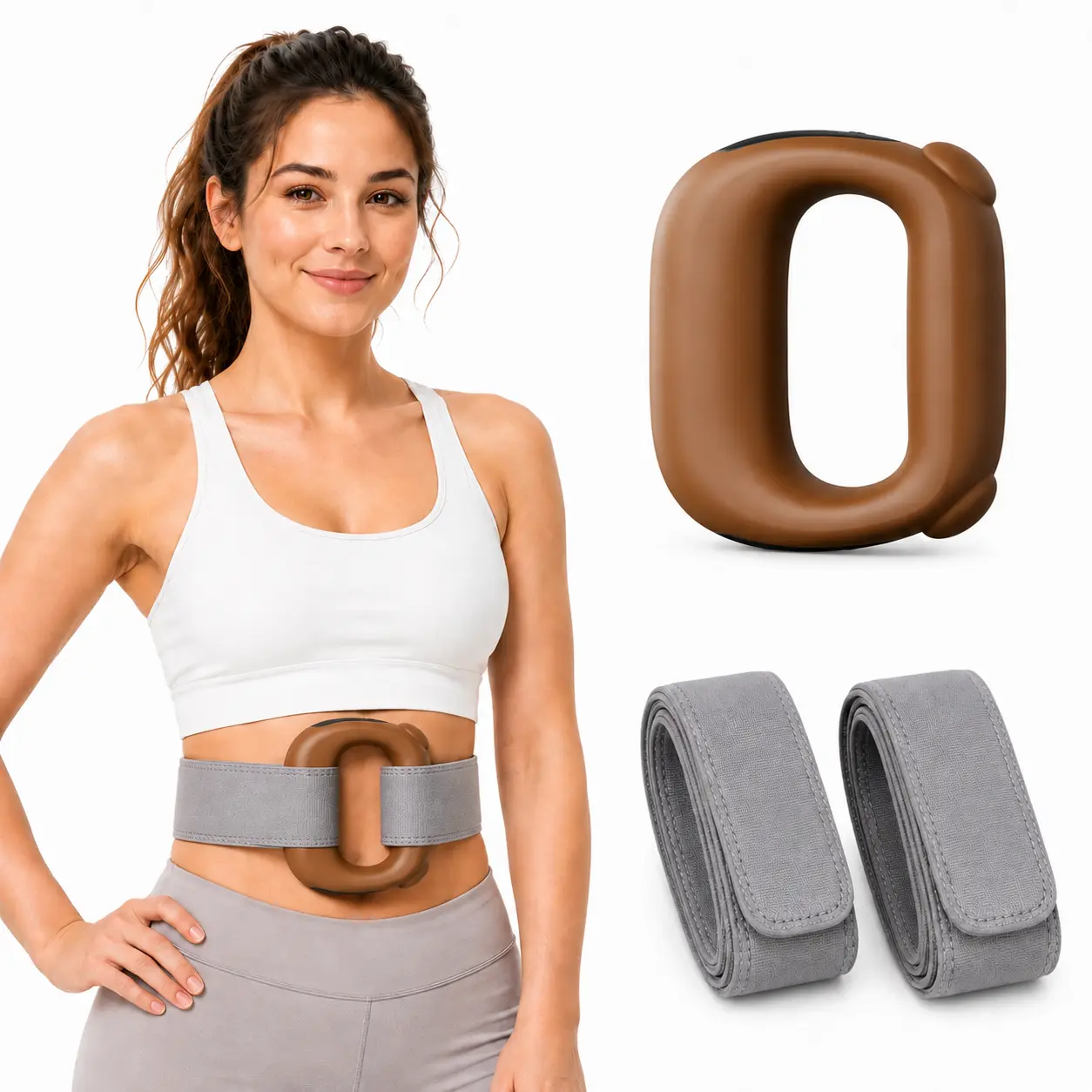 Heated Fascia Ring Massager - Hands-Free Vibration Trainer for Waist, Back, 10 Vibration Levels, 45℃ Constant Warm Therapy relaxation