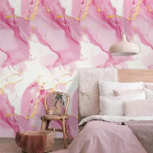 Marble-Texture Self-Adhesive Decorative Wallpaper Roll, Romantic Luxurious Waterproof Peel-and-Stick Wall Paper for Living Room and Bedroom Decor, Marble Pattern Wallpaper