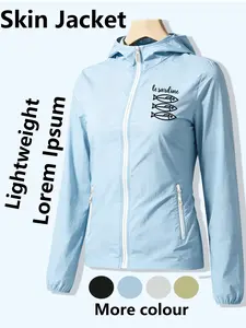 Women's Hooded Skin Jacket With le sardine Print All Season Lightweight Breathable Windbreaker Loose Slim Fit Comfortable Skin Friendly Youthful Casual Vibe Multiple Colors Ultra Light Portable Versatile Daily Wear Commuting Travel Outdoor