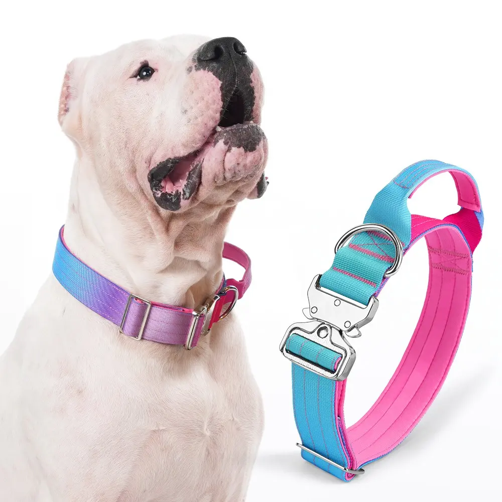 Medium-Large Dog Collar, Fashion Gradient Color Dog Collar, High Strength Metal Buckle Tactical Collar for Medium-Large Dogs, Adjustable Collars, German Shepherd Accessories