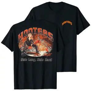 Hooters Motorcycle Girl Tee front and back print T-Shirt