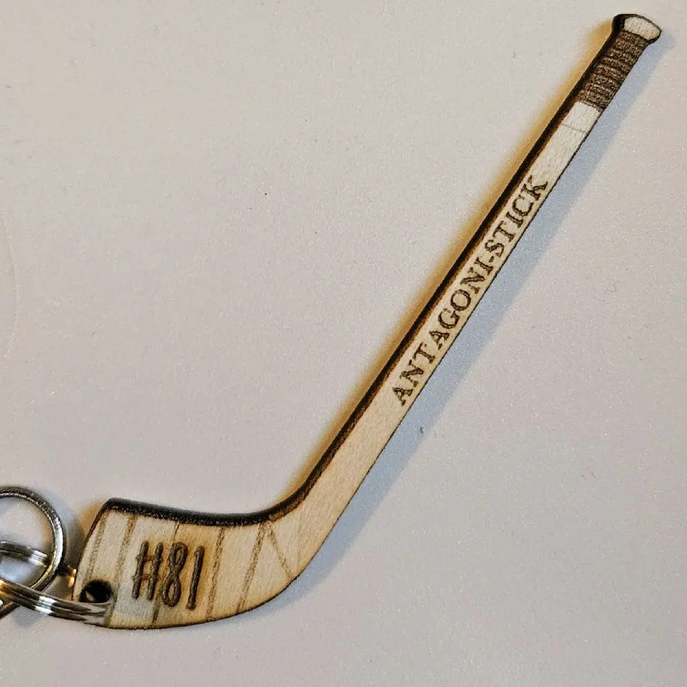 Hockey Sticks Lasered Wood Keychains