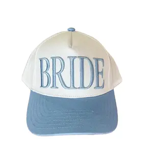 Bride Embroidered Trucker Hat – Cute Blue Bachelorette Hat, Aesthetic Bride Cap for Bridal Shower, Engagement, Wedding Weekend, Honeymoon Gift, Something Blue For Bride To Be
