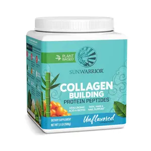 Sunwarrior Collagen Building Vegan Protein Powder Hyaluronic Acid Good for Hair Skin Nail Joints Dairy Free, Unflavored, 500g