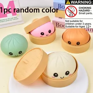 Cartoon Steamed Bun Stress Relief Toy, Creative Venting Small Baozi Simulation Rebound Toy, Practical Joke Toy for Anxiety Reduction