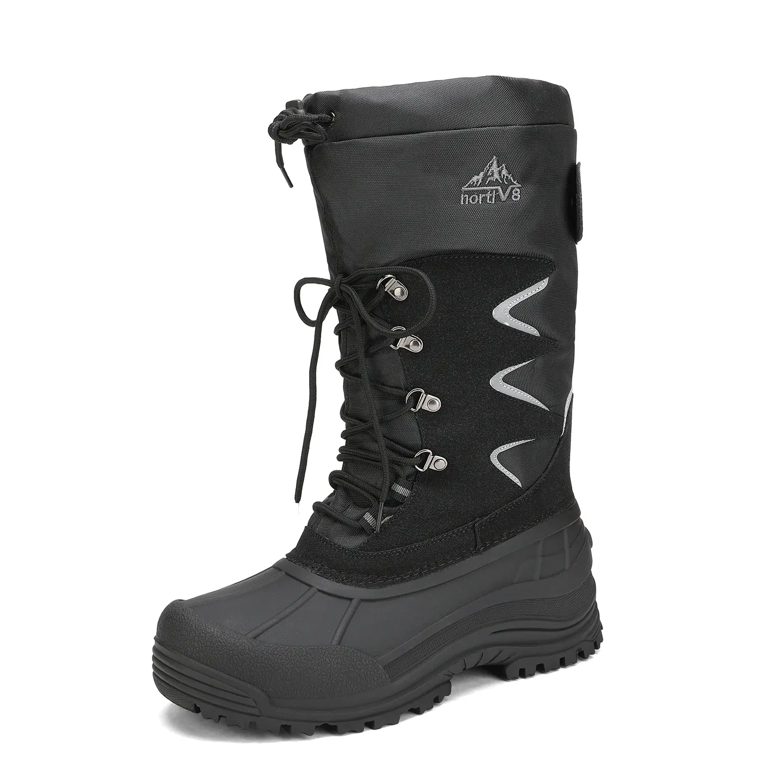 NORTIV 8 Men's Waterproof Insulated Snow Boots, Mid-Calf Lace-Up Outdoor Design with 200g Cotton, Faux Fur Lining and Slip-Resistant Sole, Laces, Ankle Strap, Outdoor Boot, Slip-Proof Sole, Durability, Genuine And Waterproof Fabric, Footwear, Closed, Roun